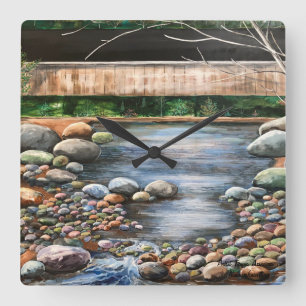 BROOK Lanscape original, handmålad bild Fyrkantig Klocka
