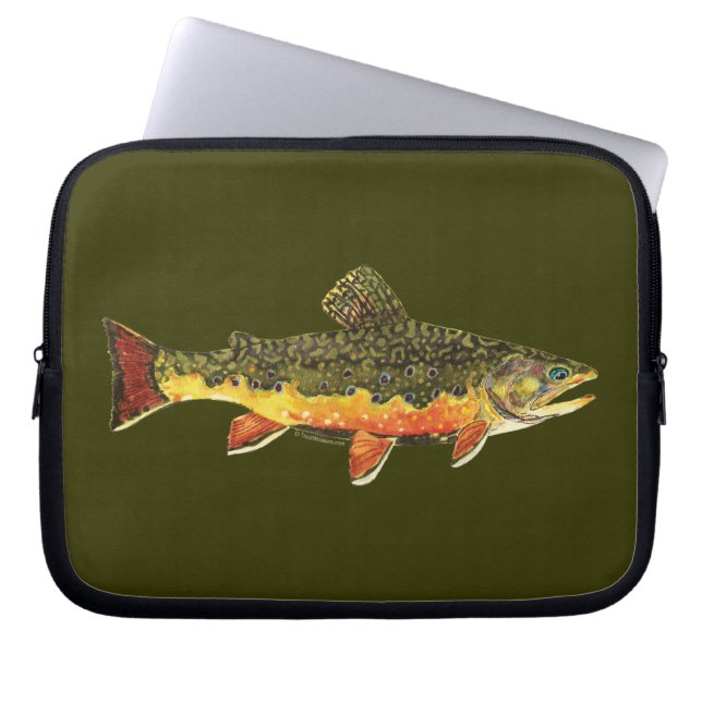 Brook Trout Fish Painting Laptop Sleeve (Framsidan)