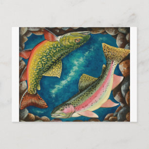 Brook Trout och Rainbow Trout Vykort