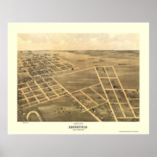 Brookfield, MO Panoramic Karta - 1869 Poster