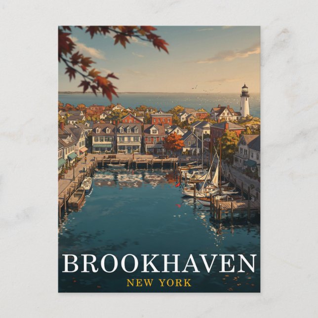Brookhaven NY Hamn Resa Vykort (Framsida)