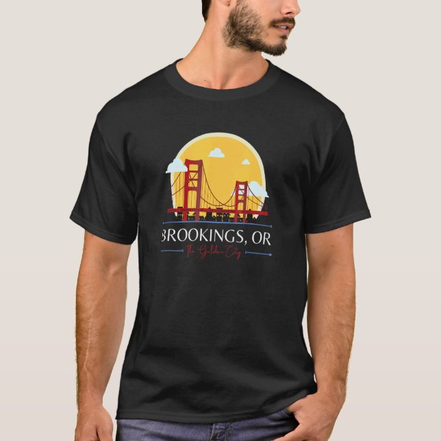 Brookings OR Golden Gate Bridge Bad Geography Stup T Shirt (Framsida)