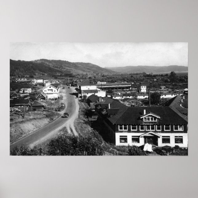 Brookings-, Oregon Town View- och Ocean Photograph Poster (Framsidan)