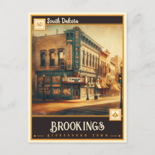 Brookings, South Dakota VINTAGE Vykort