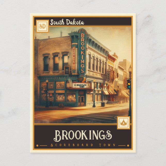 Brookings, South Dakota | VINTAGE Vykort (Framsida)
