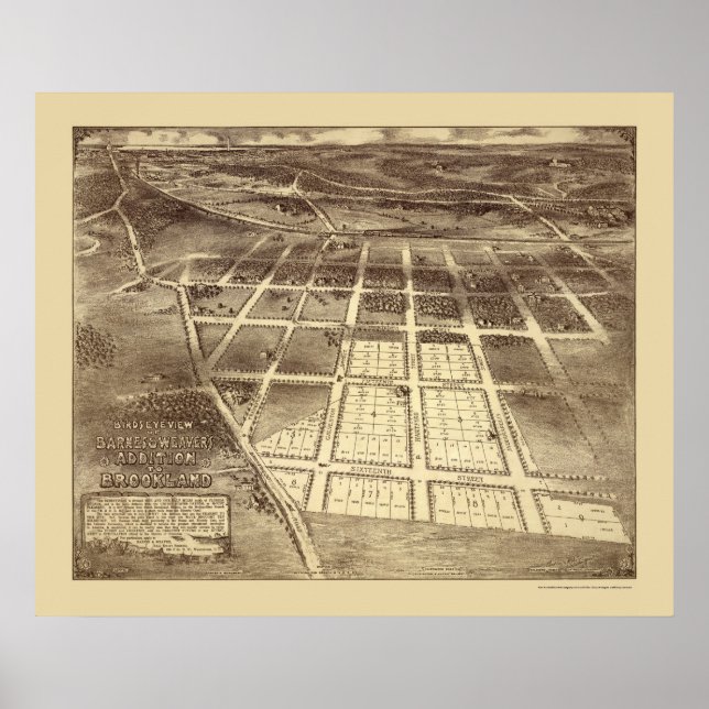 Brookland, DC Panoramic Karta - 1895 Poster (Framsidan)