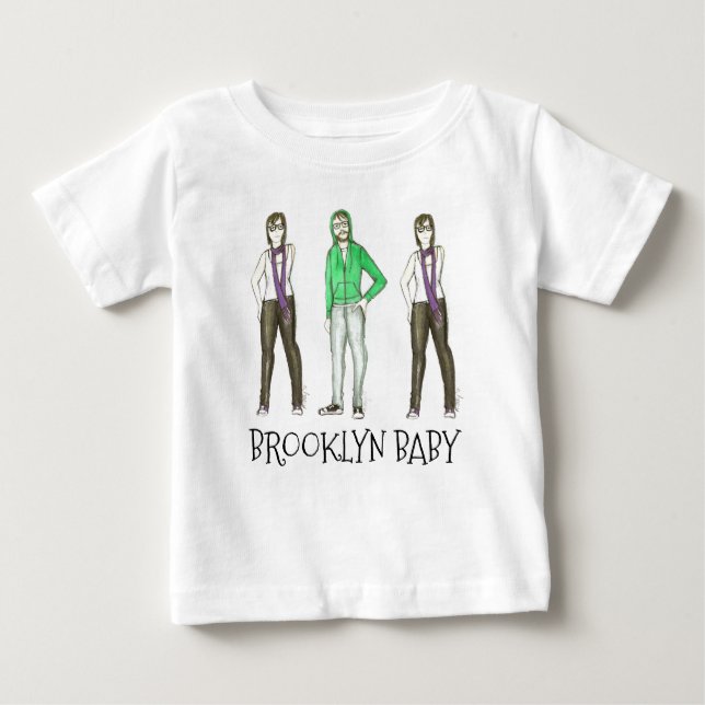 Brooklyn Baby NYC Williamsburg Hipster New York Tee Shirt (Framsida)