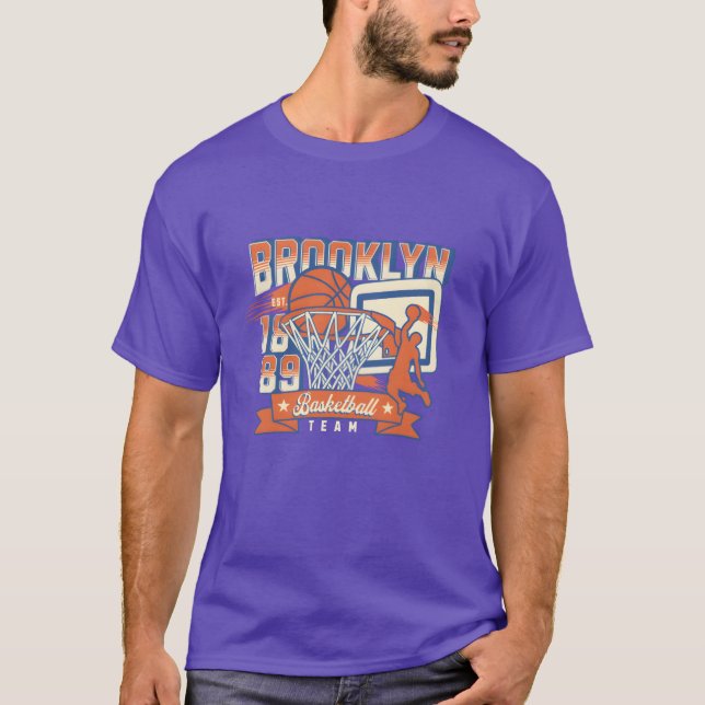 Brooklyn Basketballeam Athletic Sports T Shirt (Framsida)