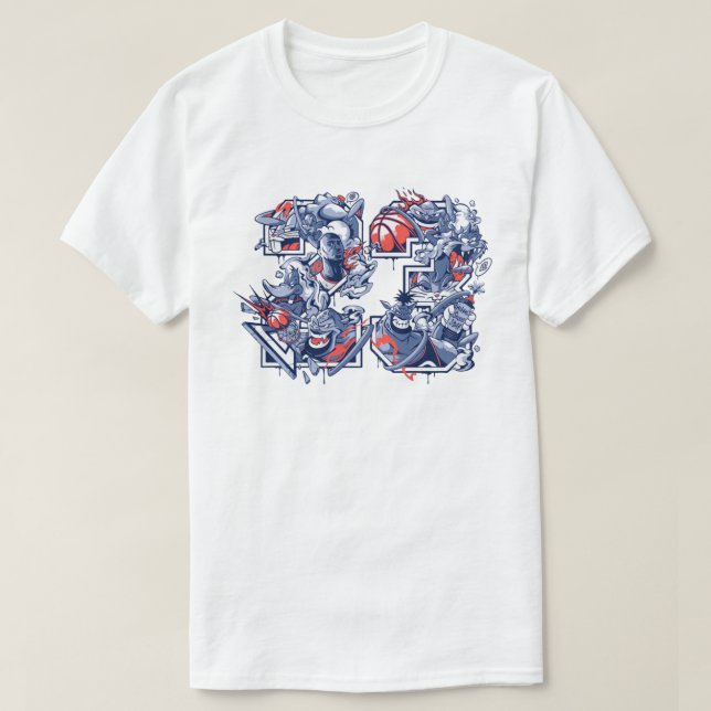 Brooklyn Basketboll Toon Mashup Illustration T Shirt (Design framsida)