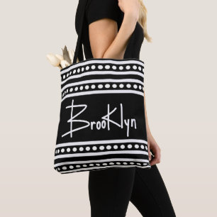 Brooklyn Block Brev Hand Leta Black White Tygkasse