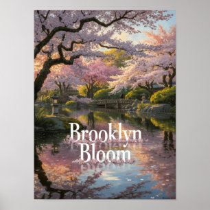 Brooklyn Bloom Körsbärsblomstrande Trädgård Poster