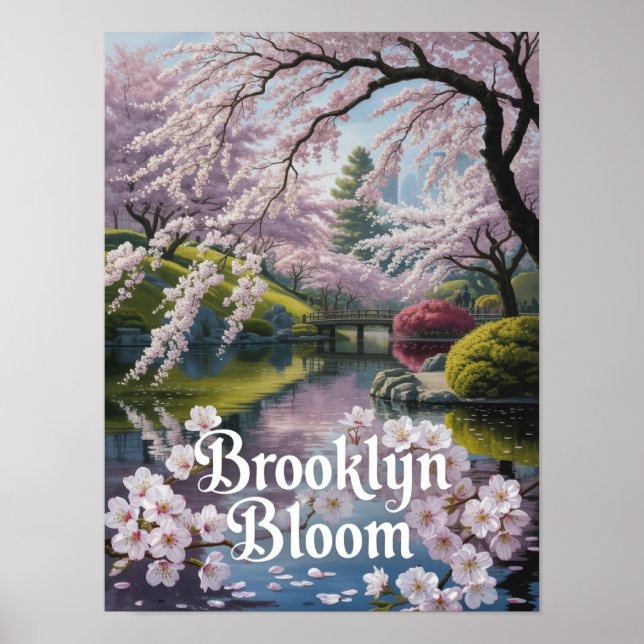 Brooklyn Bloom Körsbärsblomstrande Trädgård Poster (Framsidan)