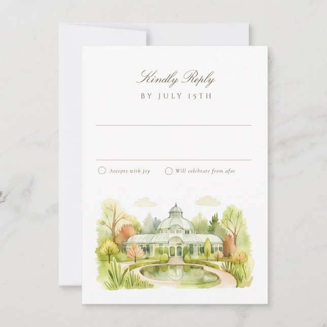 Brooklyn Botanic Garden Akvarell Bröllop RSVP Inbjudningar (Framsida)