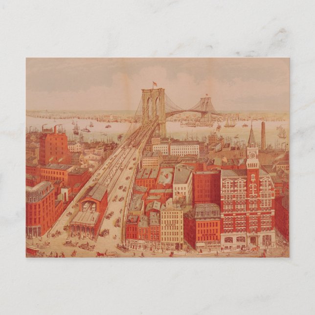Brooklyn Bridge, 1883 Vykort (Framsida)