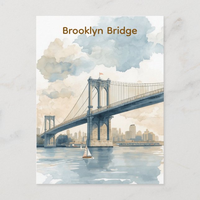 Brooklyn Bridge Akvarell  Vykort (Framsida)
