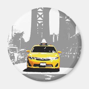Brooklyn Bridge Allny Gult Taxi Nyc-popup-bild Magnet