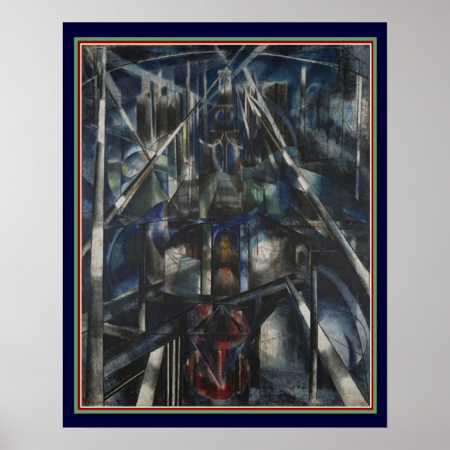 "Brooklyn Bridge" Art Deco av Stella 16x20 Poster (Framsidan)