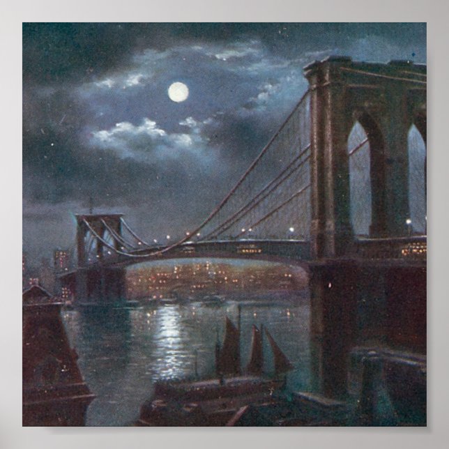 Brooklyn Bridge av Moonlight Poster (Framsidan)