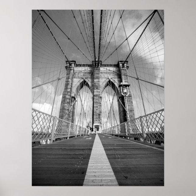 Brooklyn Bridge Black and White Architectural Poster (Framsidan)