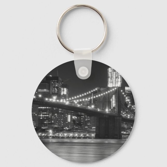 Brooklyn Bridge - Black and White Nyckelring (Framsida)