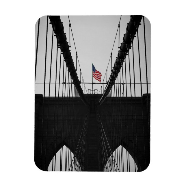 Brooklyn Bridge Black and White Photography Magnet (Vertikal)