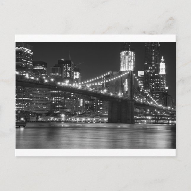 Brooklyn Bridge - Black and White Vykort (Framsida)