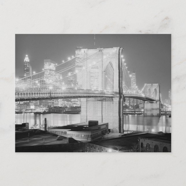 Brooklyn Bridge Black & White Vykort (Framsida)