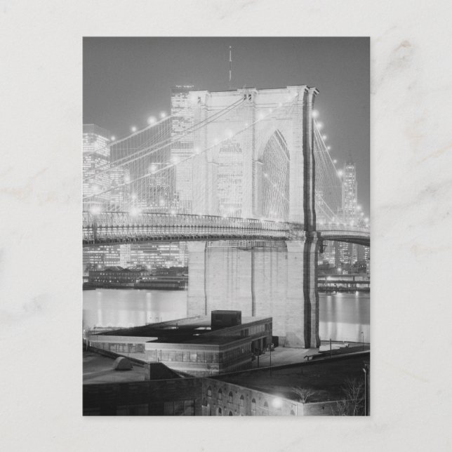 Brooklyn Bridge Black & White Vykort (Framsida)