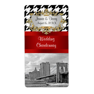 Brooklyn Bridge Blk Wht Houndstooth Vin-etikett Fraktsedel