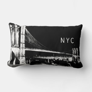 Brooklyn Bridge Design   NYC   Svartvitt Lumbarkudde