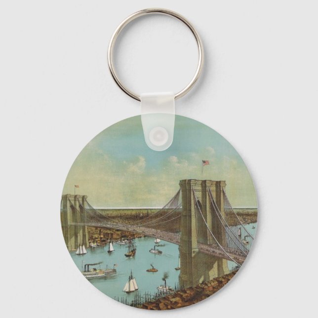 Brooklyn Bridge Färg vykort Nyckelring (Framsida)