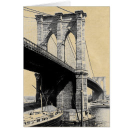 Brooklyn Bridge Ferry Boats 1896 Greeting Card Hälsningskort