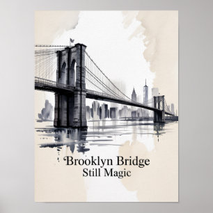 Brooklyn Bridge Fortfarande Magi Bläck Poster