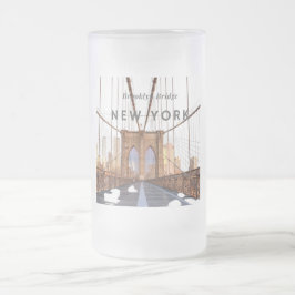 Brooklyn Bridge Frosted Glass Beer Mugg