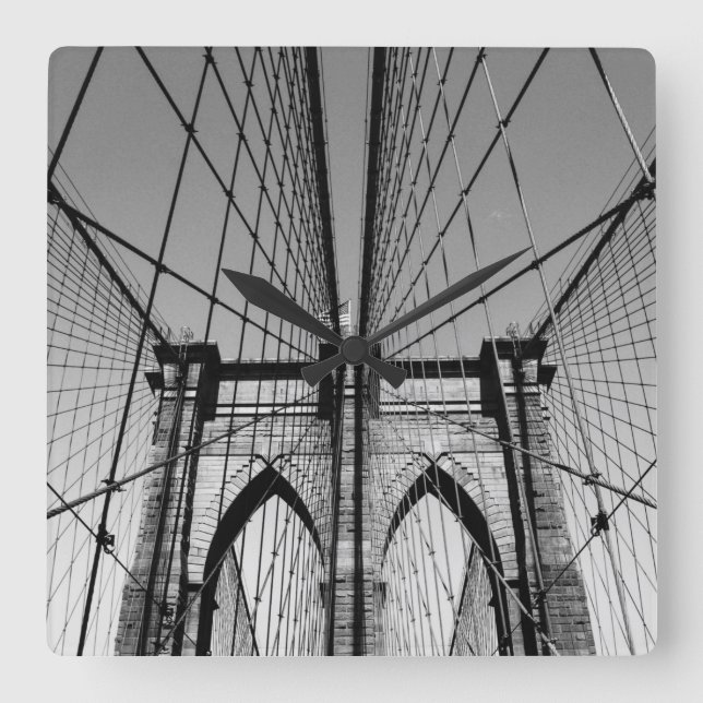 Brooklyn Bridge Fyrkantig Klocka (Framsida)