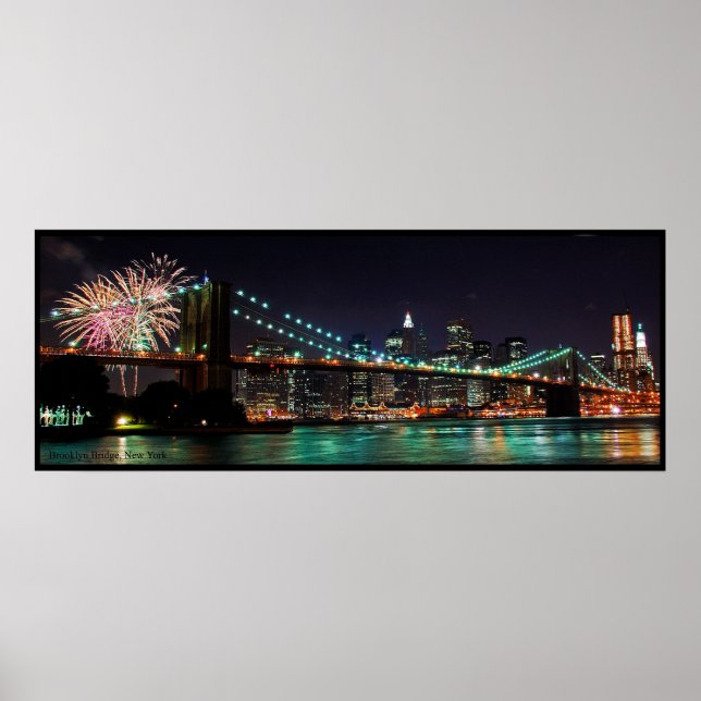 Brooklyn Bridge-fyrverkerier Poster (Framsidan)