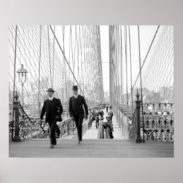 Brooklyn Bridge gångbana, 1905. Gammalt foto Poster