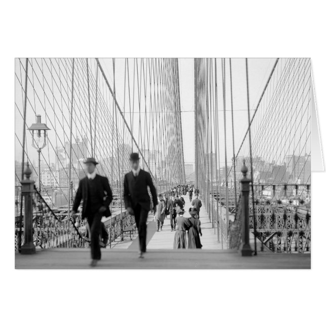 Brooklyn Bridge gångväg, 1905 Hälsningskort (Framsidan Horizontal)