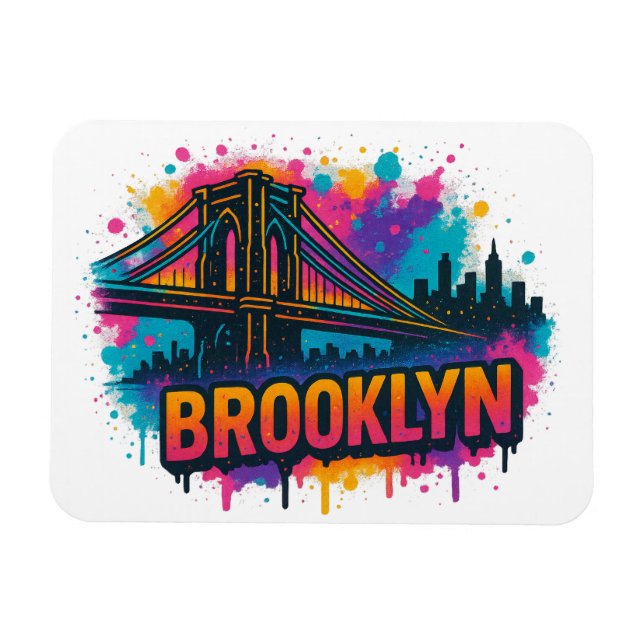 Brooklyn Bridge Graffiti Pop Art – Färgglad Urban  Magnet (Horisontell)