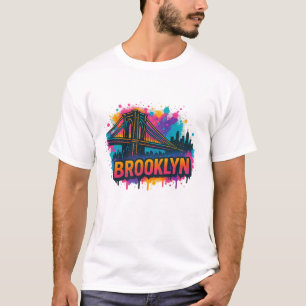 Brooklyn Bridge Graffiti Popkonst – Färgglad Urban T Shirt