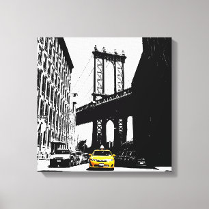 Brooklyn Bridge Gult Taxi New York City Nyc Canvastryck