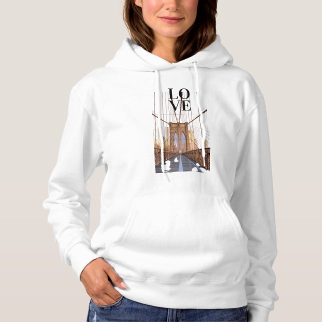 Brooklyn Bridge Hoodie T Shirt (Framsida)