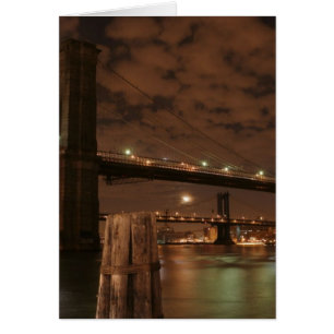 Brooklyn Bridge i natt Hälsningskort