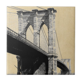 Brooklyn Bridge Landmark New York 1896 Kakelplatta
