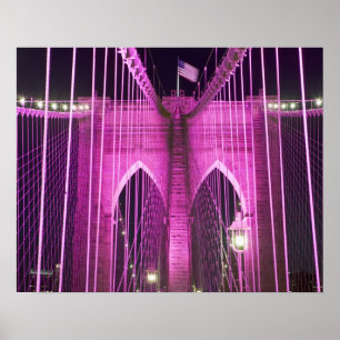 Brooklyn Bridge Lit Lila Poster