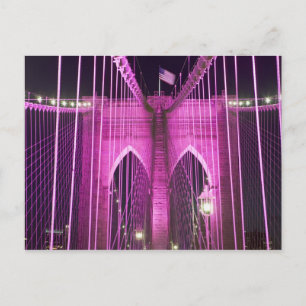 Brooklyn Bridge Lit Lila Vykort