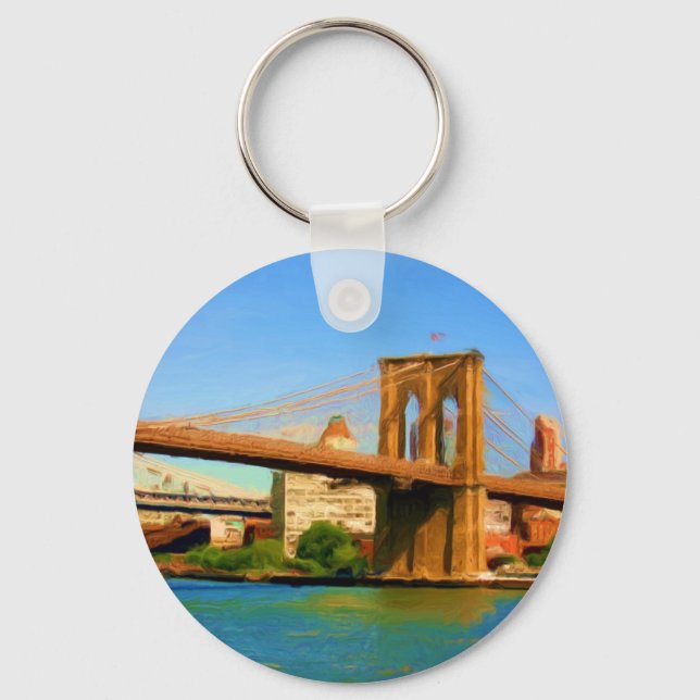 Brooklyn Bridge-målning Nyckelring (Framsida)