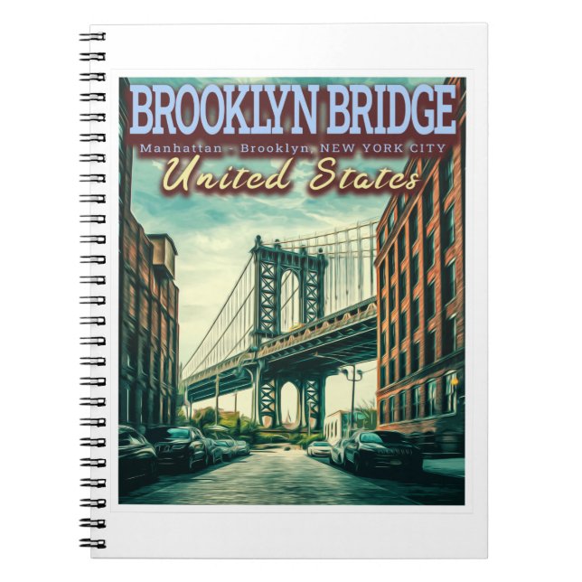 BROOKLYN BRIDGE - MANHATTAN - BROOKLYN - NEW YORK ANTECKNINGSBOK (Framsidan)