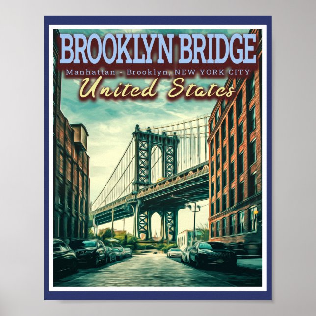 BROOKLYN BRIDGE - MANHATTAN - BROOKLYN - NEW YORK POSTER (Framsidan)