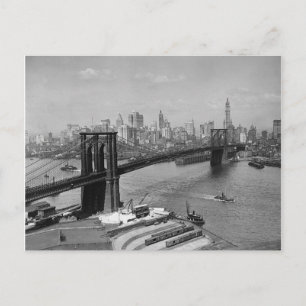 Brooklyn Bridge & Manhattanutsikt, 1920 Vykort